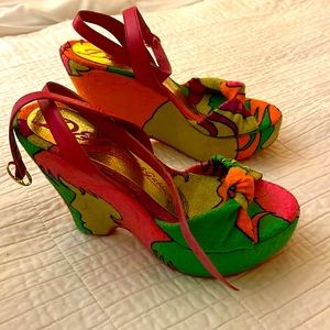 D&G Dolce&Gabbana terry covered psychedelic wedges